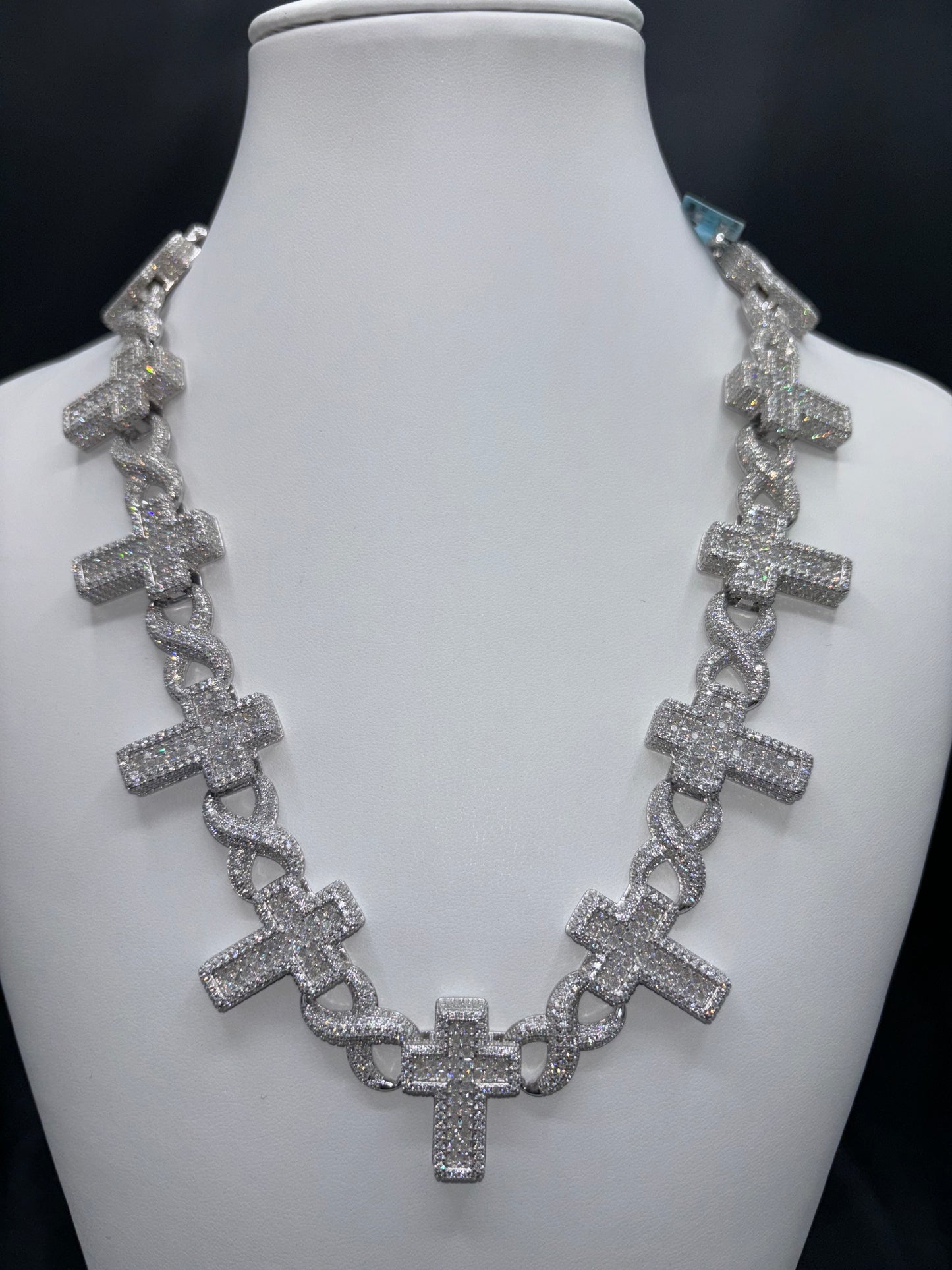 20" VVS Moissanite Diamond Cross Chain 25mm