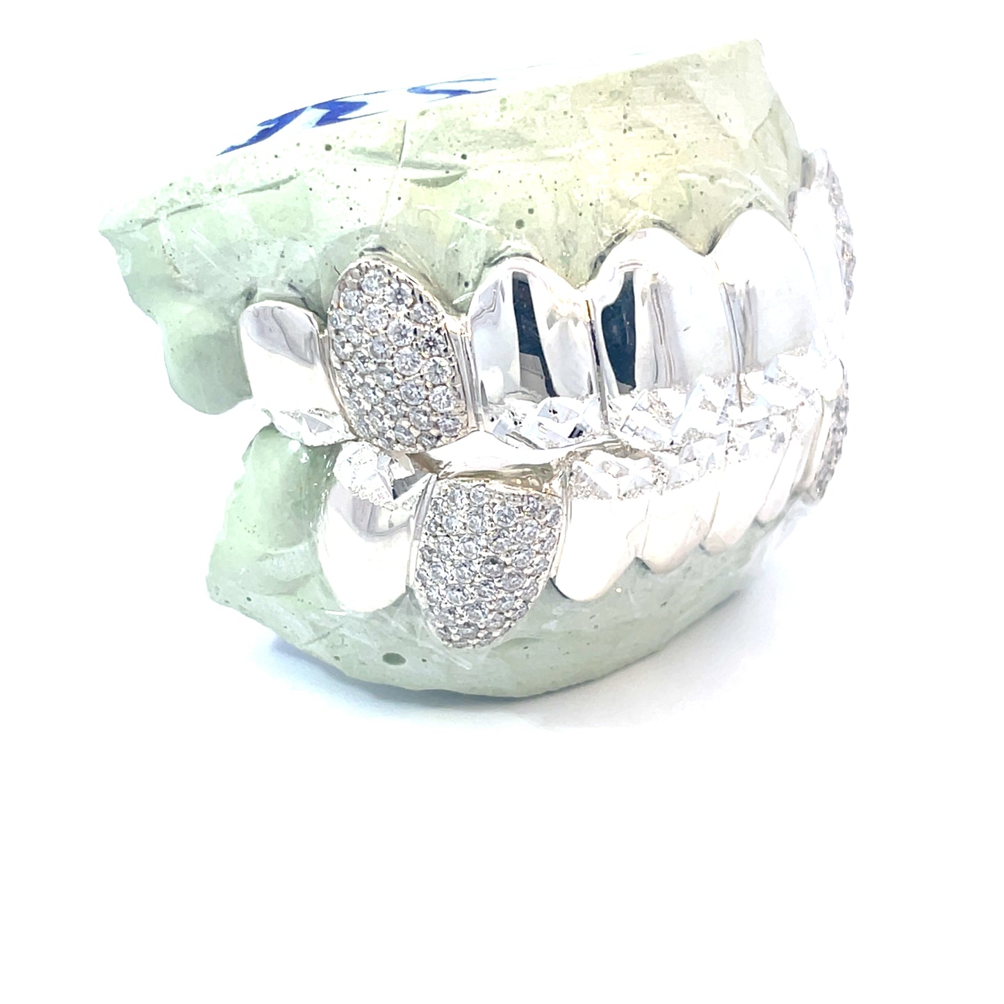 8 on 8 Diamond Dust Tip/4 VVS Moissanite Diamond Grillz