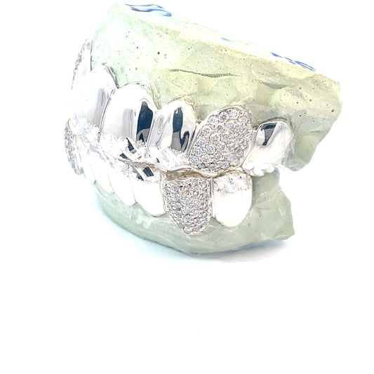 8 on 8 Diamond Dust Tip/4 VVS Moissanite Diamond Grillz