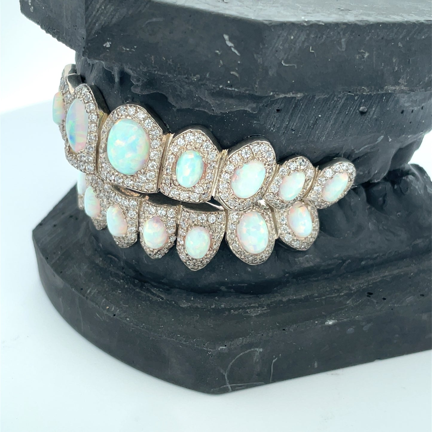 Celebrity Opal Set VVS Moissanite Diamond Grillz