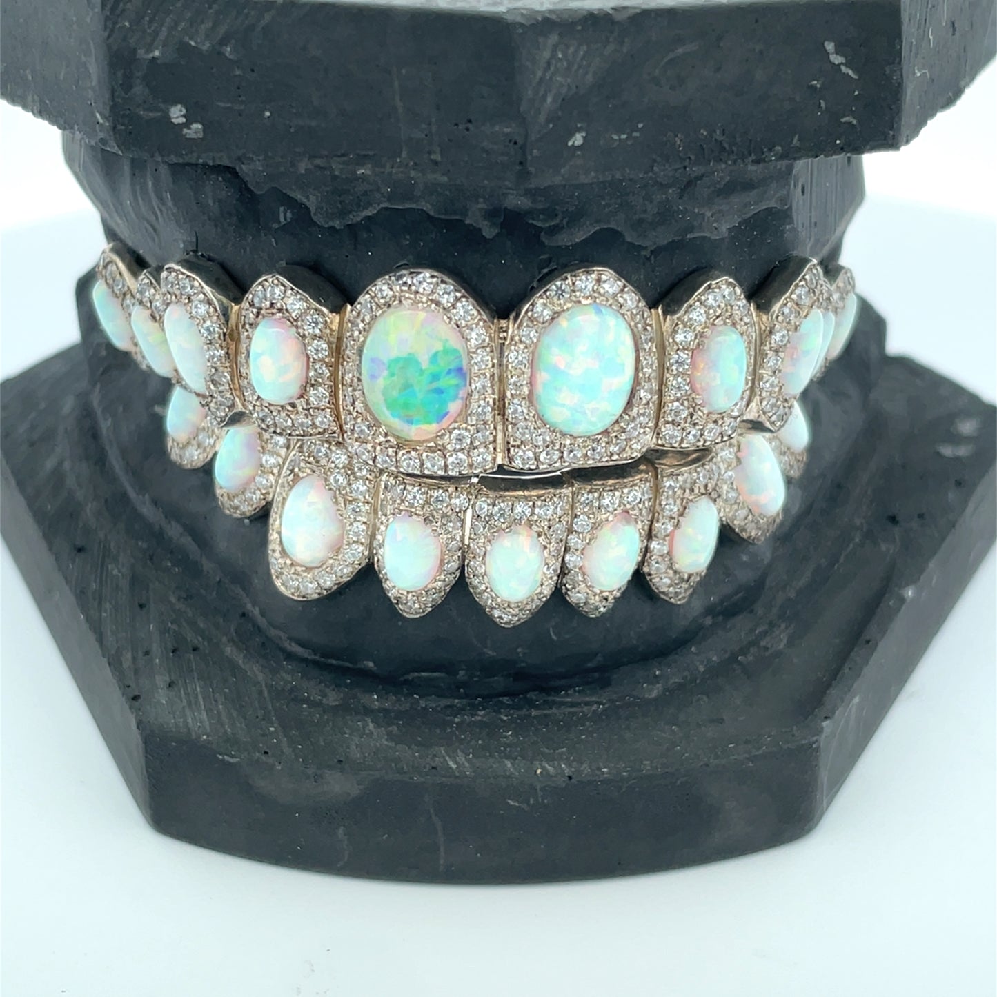 Celebrity Opal Set VVS Moissanite Diamond Grillz