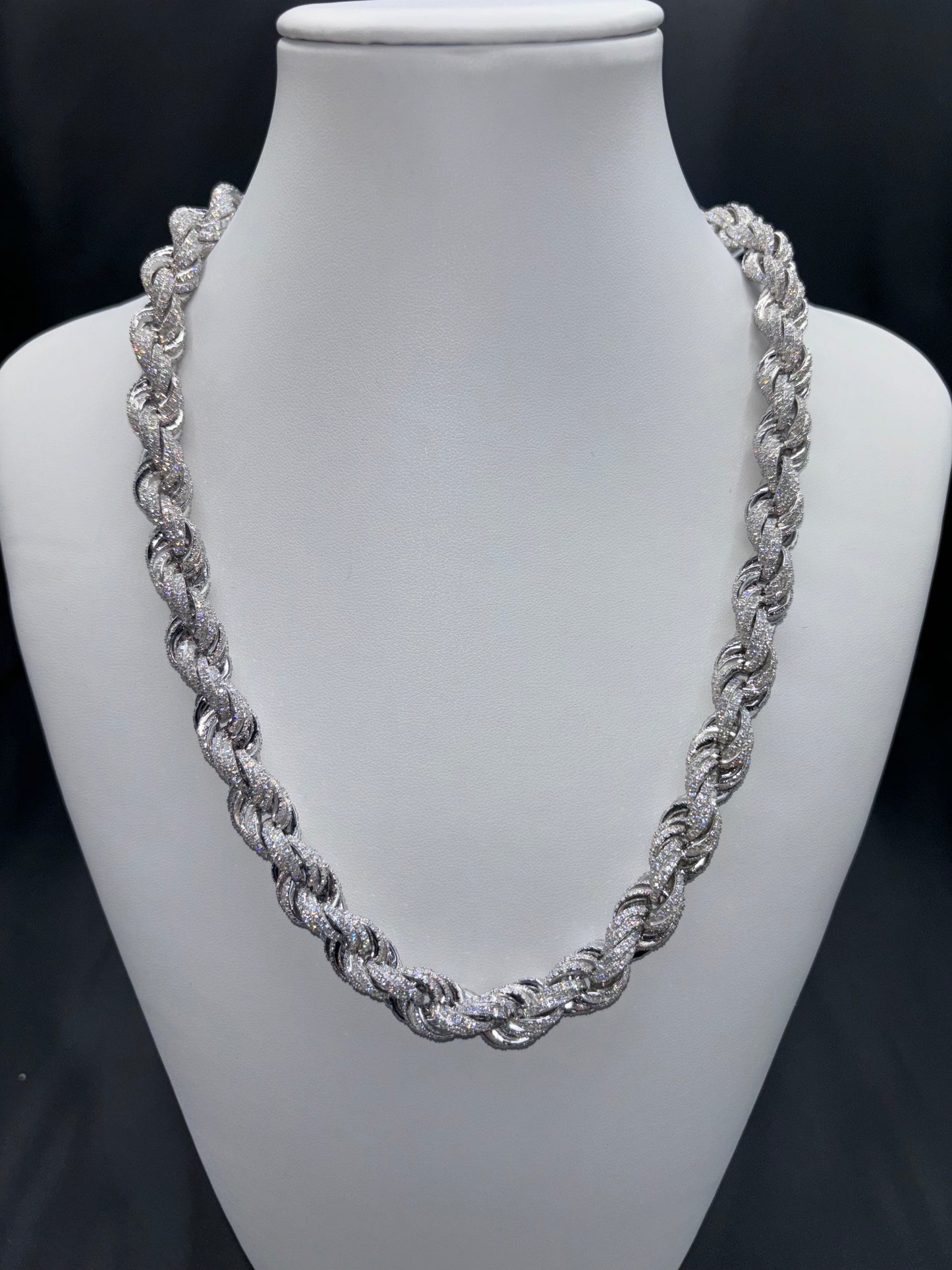 22" Rope Chain VVS Moissanite Diamond 10mm