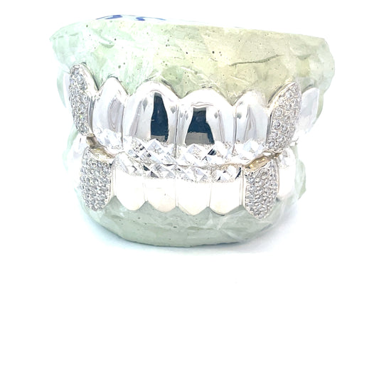8 on 8 Diamond Dust Tip/4 VVS Moissanite Diamond Grillz