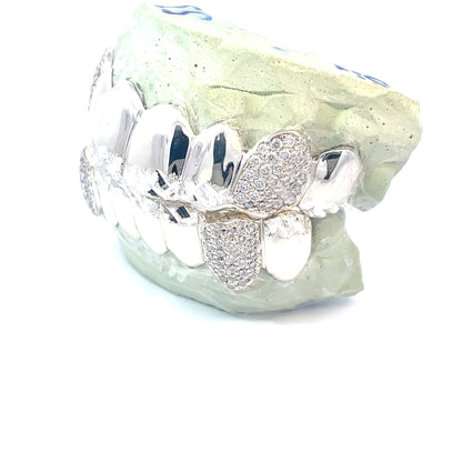 8 on 8 Diamond Dust Tip/4 VVS Moissanite Diamond Grillz