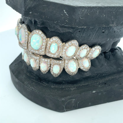 Celebrity Opal Set VVS Moissanite Diamond Grillz