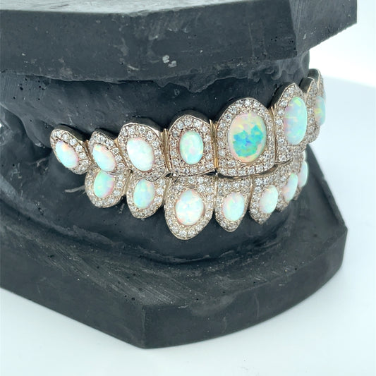 Celebrity Opal Set VVS Moissanite Diamond Grillz
