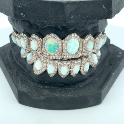 Celebrity Opal Set VVS Moissanite Diamond Grillz