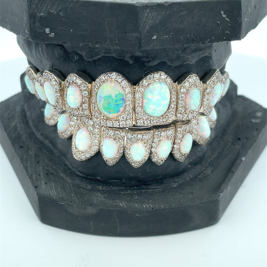 Celebrity Opal Set VVS Moissanite Diamond Grillz
